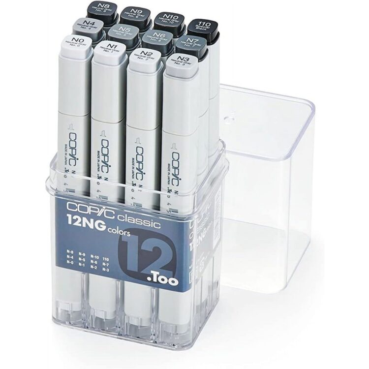 ΣΕΤ COPIC MARKER - ΟΥΔΈΤΕΡΑ ΓΚΡΙ ΧΡΏΜΑΤΑ 12 ΧΡΏΜΑΤΑ - Εικόνα 1