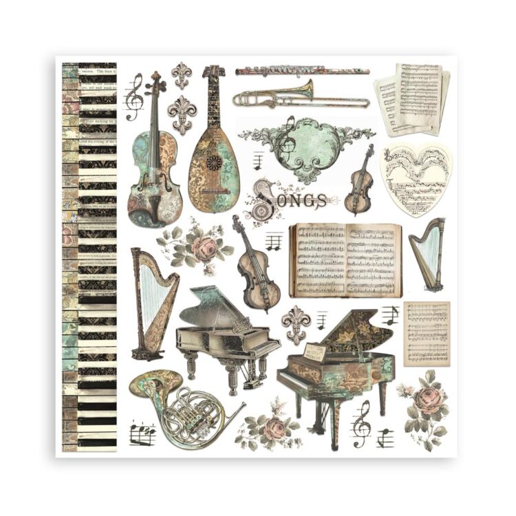 ΜΠΛΟΚ ΧΑΡΤΙΟΎ STAMPERIA MUSIC 20.3/20.3 CM - SBBS118 - Εικόνα 3