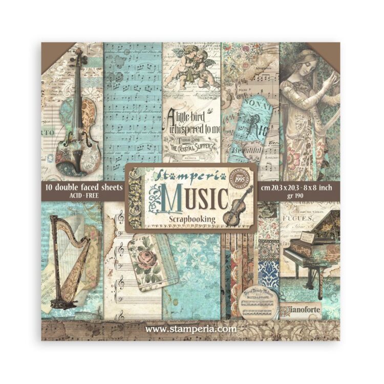 ΜΠΛΟΚ ΧΑΡΤΙΟΎ STAMPERIA MUSIC 20.3/20.3 CM - SBBS118 - Εικόνα 1