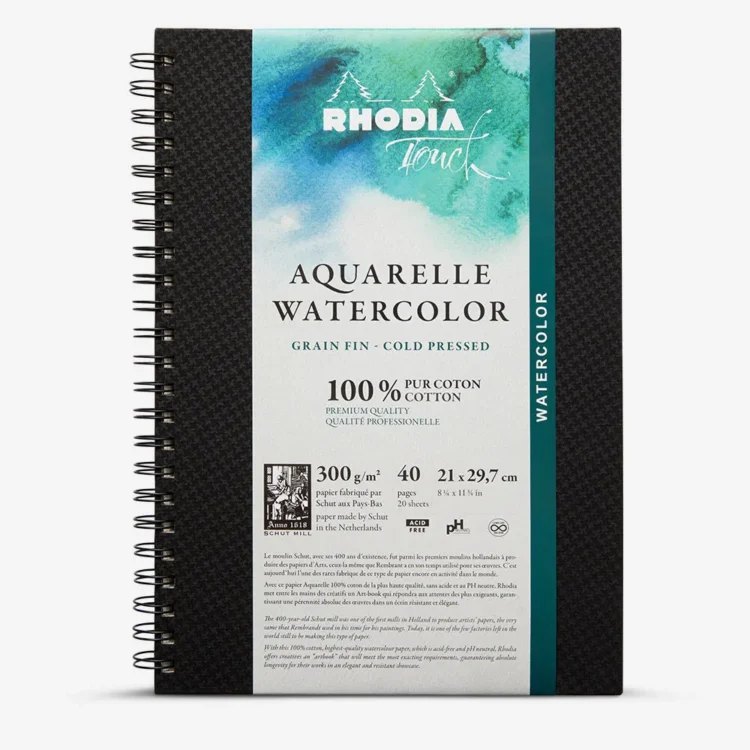 prtwbscppa4 RHODIA TOUCH SKETCHBOOK ΠΤΕΡΎΓΙΟ ΚΌΚΚΩΝ ΑΚΟΥΑΡΈΛΑΣ 21/29.7, 300G, 20L - Εικόνα 1
