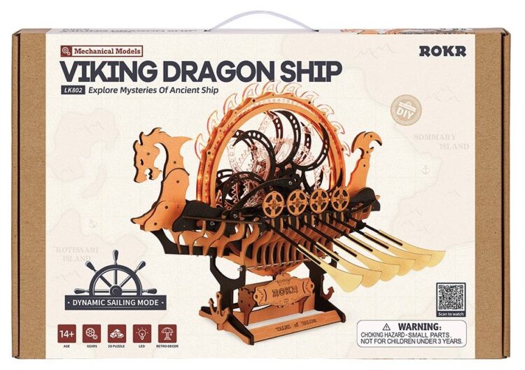 ROBOTIME 3D ΞΎΛΙΝΟ ΠΑΖΛ VIKING DRAGON SHIP 229 ΤΕΜΆΧΙΑ LK802 - Εικόνα 2
