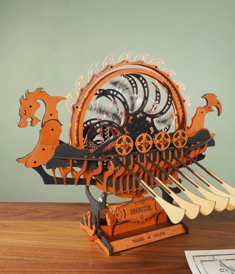 ROBOTIME 3D ΞΎΛΙΝΟ ΠΑΖΛ VIKING DRAGON SHIP 229 ΤΕΜΆΧΙΑ LK802 - Εικόνα 4