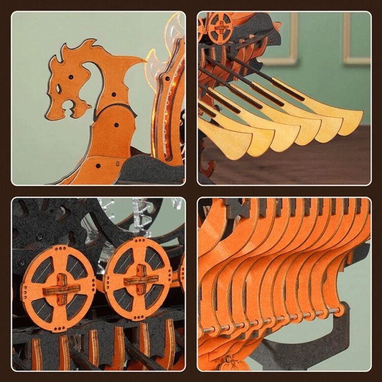 ROBOTIME 3D ΞΎΛΙΝΟ ΠΑΖΛ VIKING DRAGON SHIP 229 ΤΕΜΆΧΙΑ LK802 - Εικόνα 3